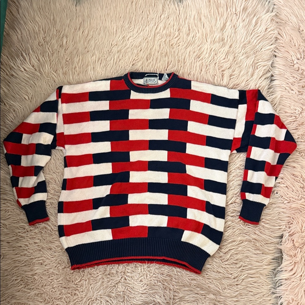 Red, White, and Blue Men's vintage 80s Sweater